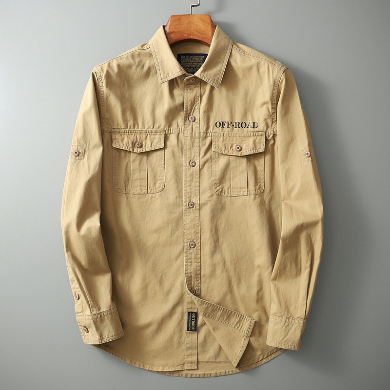 Men's Long-sleeve Solid-color Loose-fit Shirt - Image 6