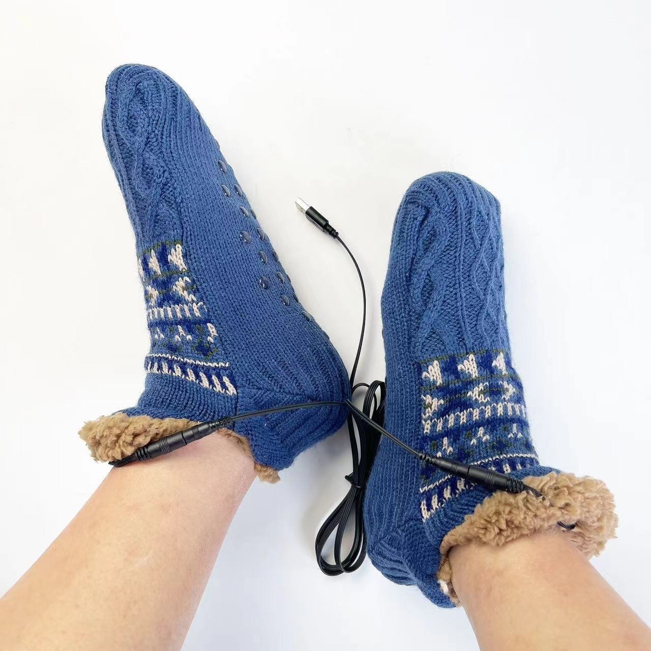 Electric-heated Floor Socks USB-powered Knitted Jacquard - Image 6