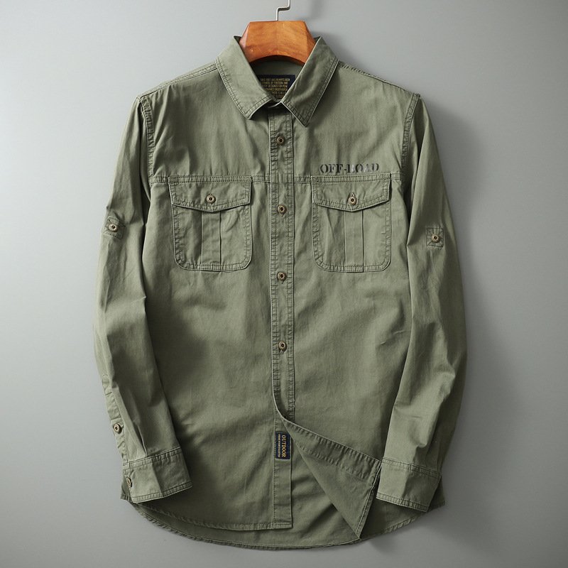 Men's Long-sleeve Solid-color Loose-fit Shirt - Image 2