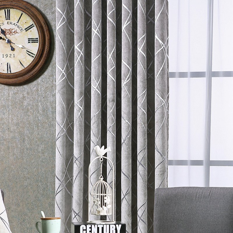 Solid Color Simple Modern Light Luxury Living Room Chenille Blackout Curtains - Image 5