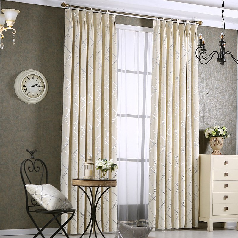 Solid Color Simple Modern Light Luxury Living Room Chenille Blackout Curtains - Image 3