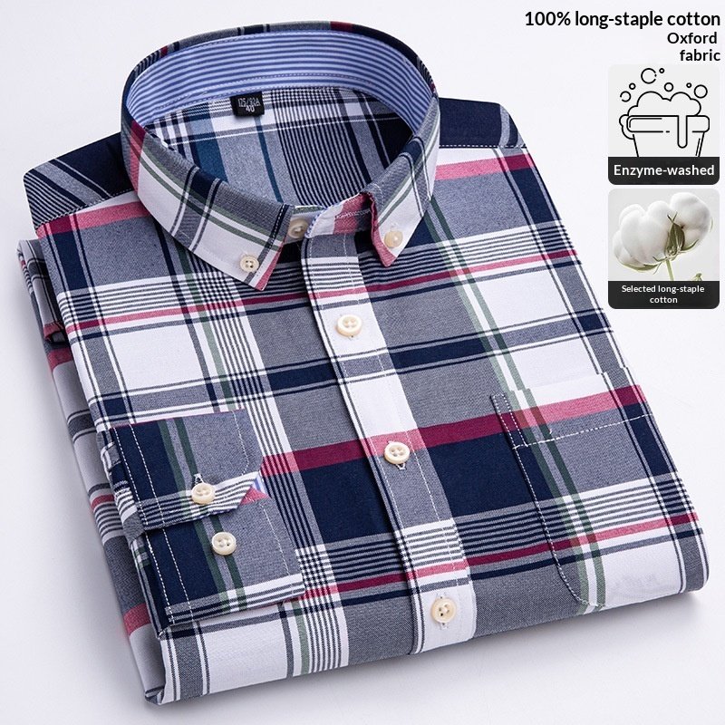 Fashionable New Plaid Oxford Mens Shirt - Image 4
