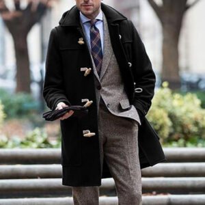 Trendy Mid-length Mens Coat With A Lapel Collar