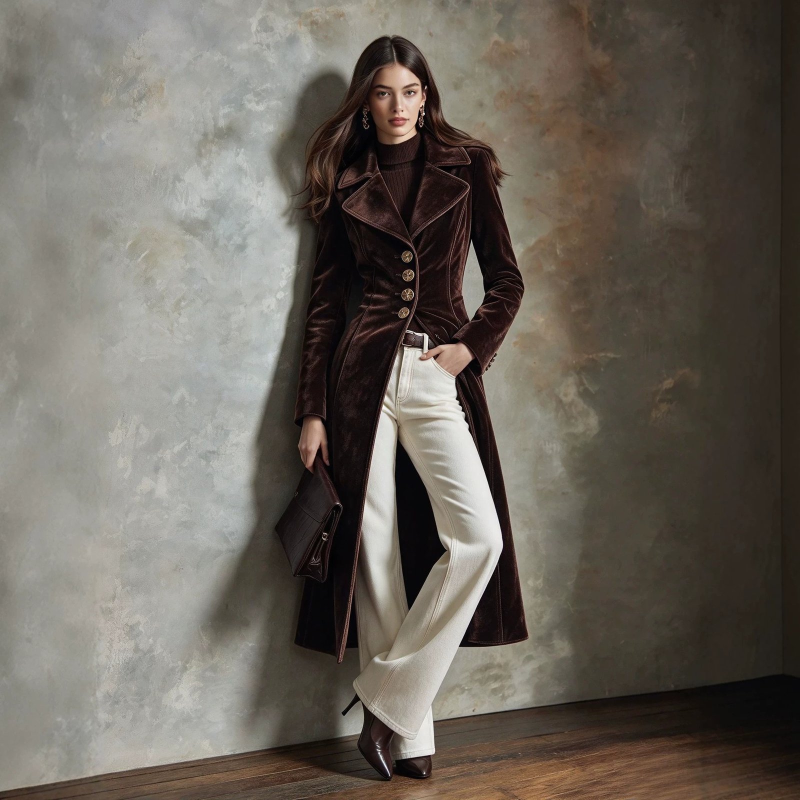 Retro Pleuche Coat Women's Waist-tight Western Style Coat Coat For Women - Image 4