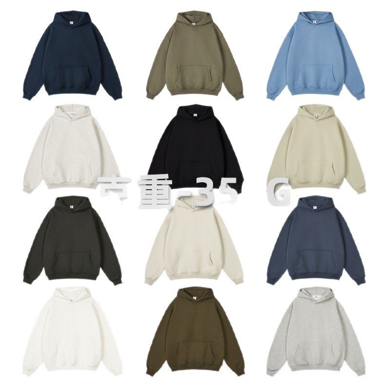Hooded Sweater Men's Solid Color Loose Thick - Image 2