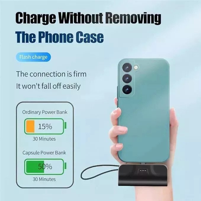 10o00mAh Mini Pocket Capsule Power Bank 20W Fast Charging Portable Charger For IPhone&Android Phone Pad - Image 5
