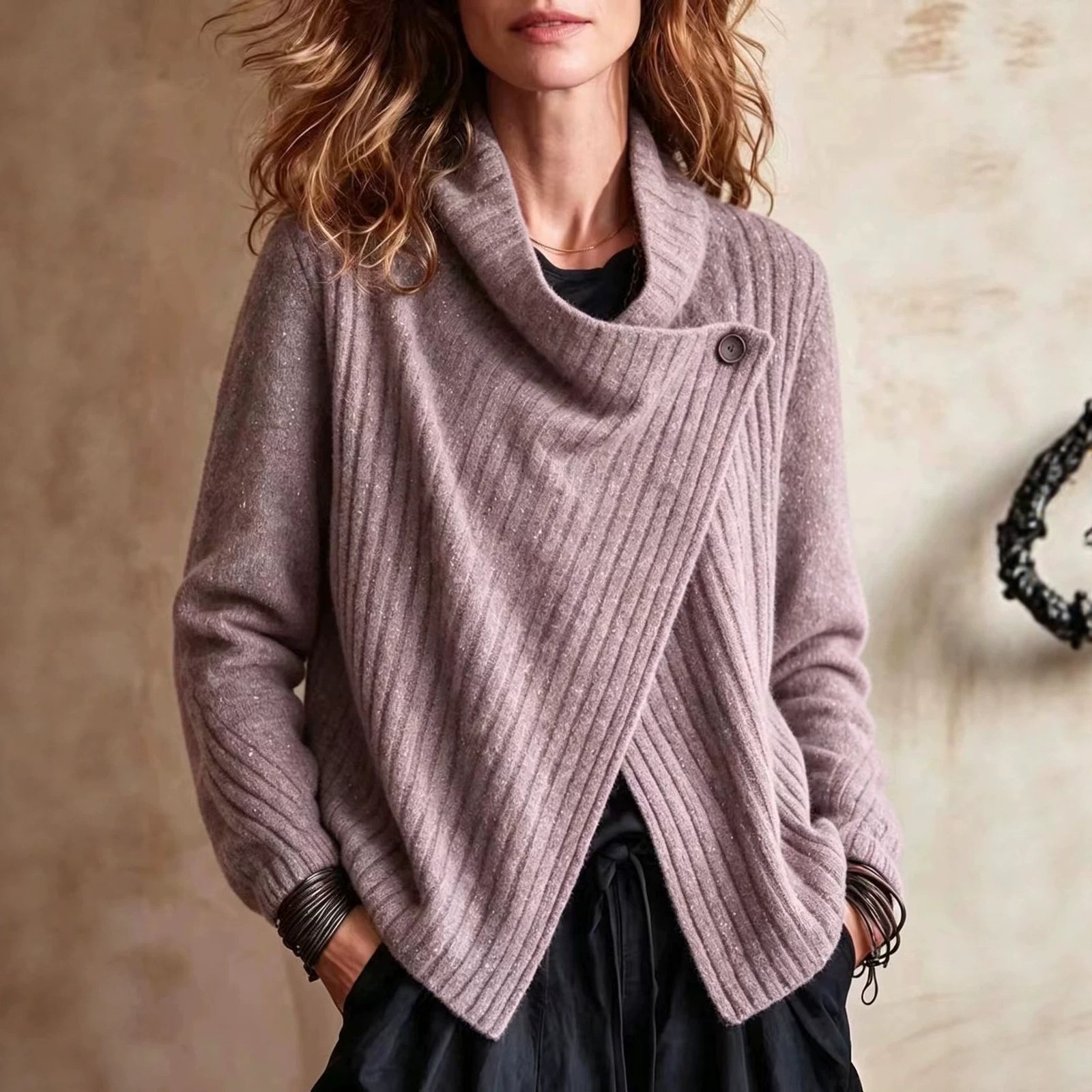 Women's Solid-Color Long-Sleeve Knit Top For Autumn And Winter - Image 4