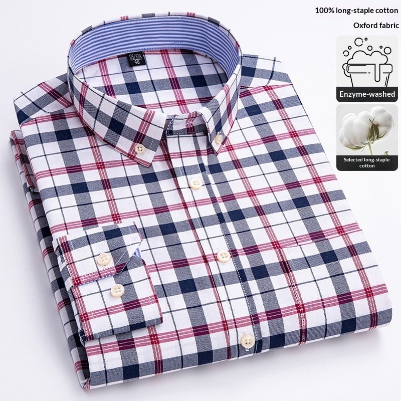 Fashionable New Plaid Oxford Mens Shirt - Image 3