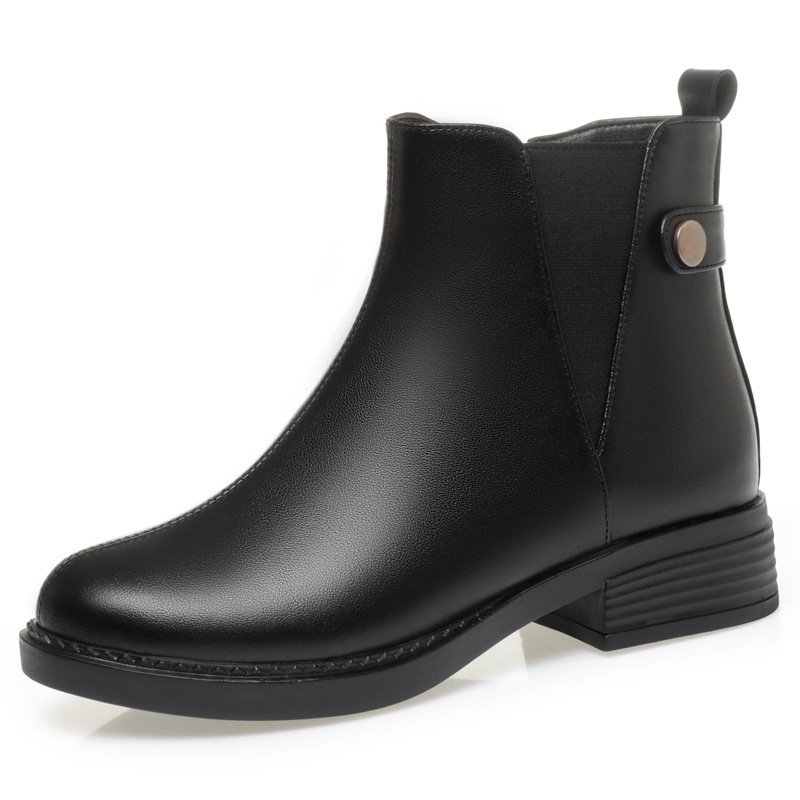 Womens Warm Fleece-lined Chunky-heel Work Shoes - Image 5