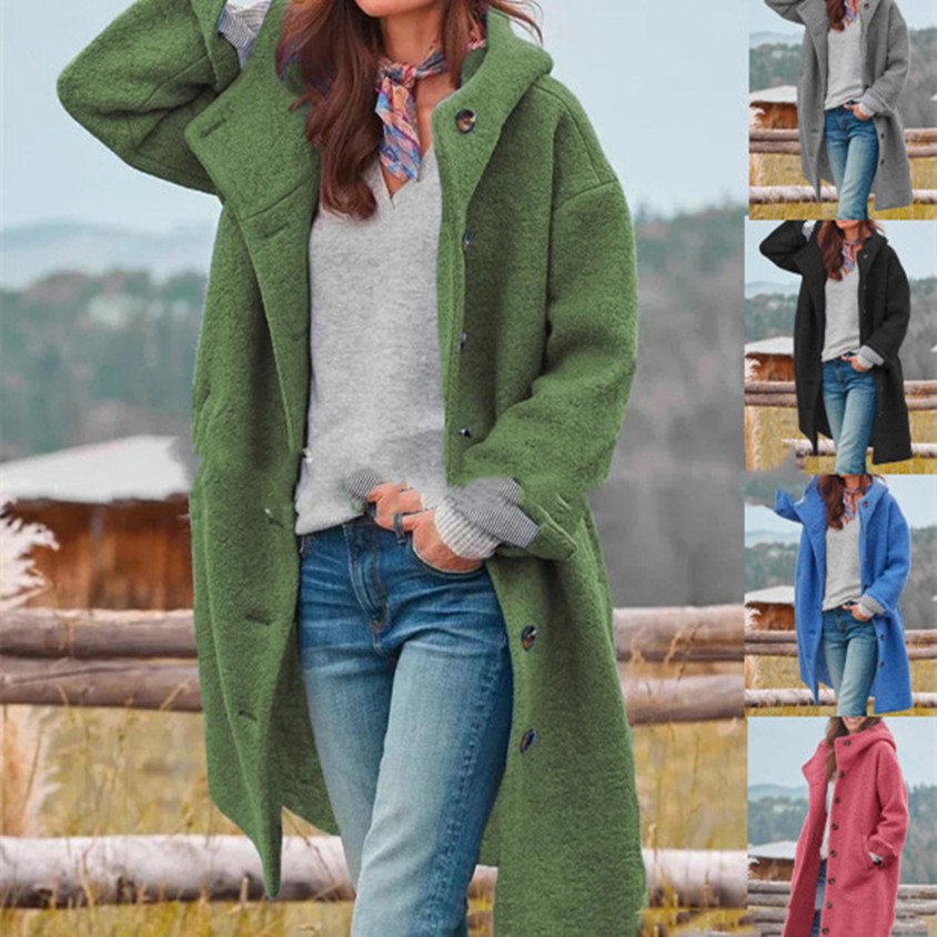 Winter Coat Women's Thickened Tweed Medium-Length Trench Jacket Elegant Casual Outerwear Clothing