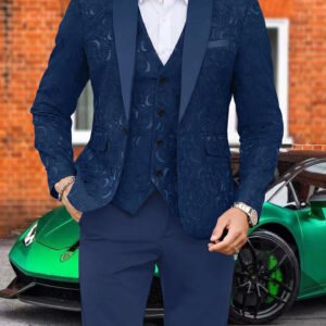 2026 Cross-Border European And American Men's Three-Piece Suit Gentleman's Banquet Jacquard Dress Vest Suit Men's 260412