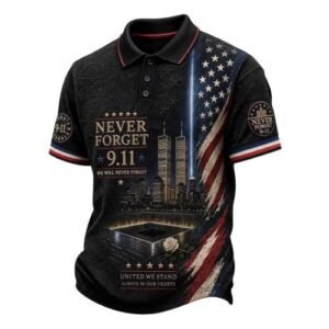 Men's Printed Button-Down Short-Sleeve Polo Shirt