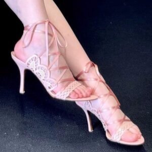 Women's Vintage Fairy Style Crisscross Strap High Heels French Stiletto Hollow Out Print New Arrival