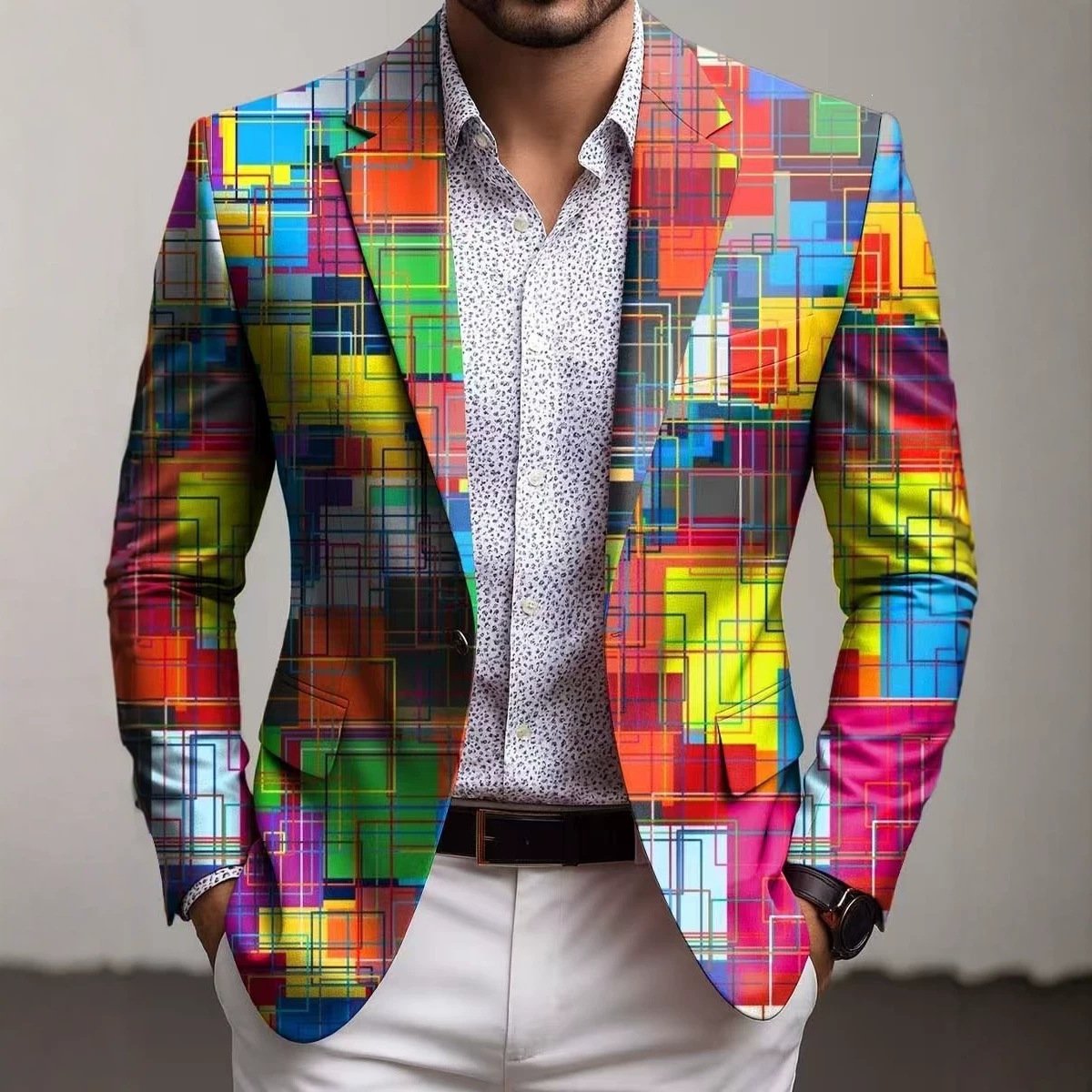 New Mens Digitally Printed Suit Jacket - Image 4