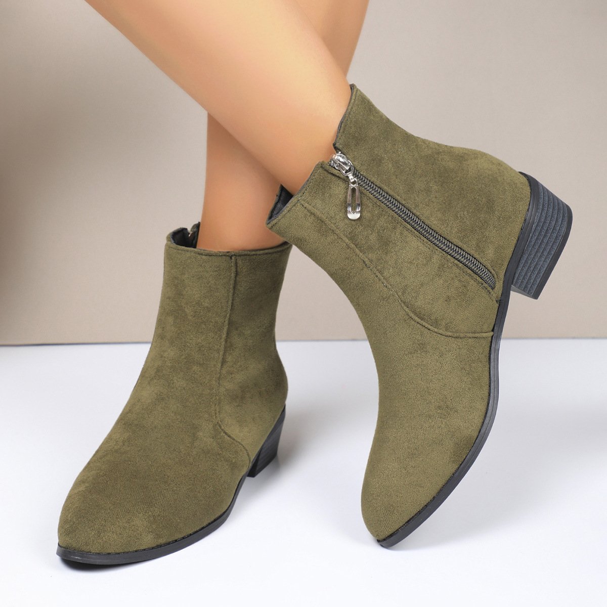 Women's Plus-Size Suede Short-Boot Martin Boots - Image 7