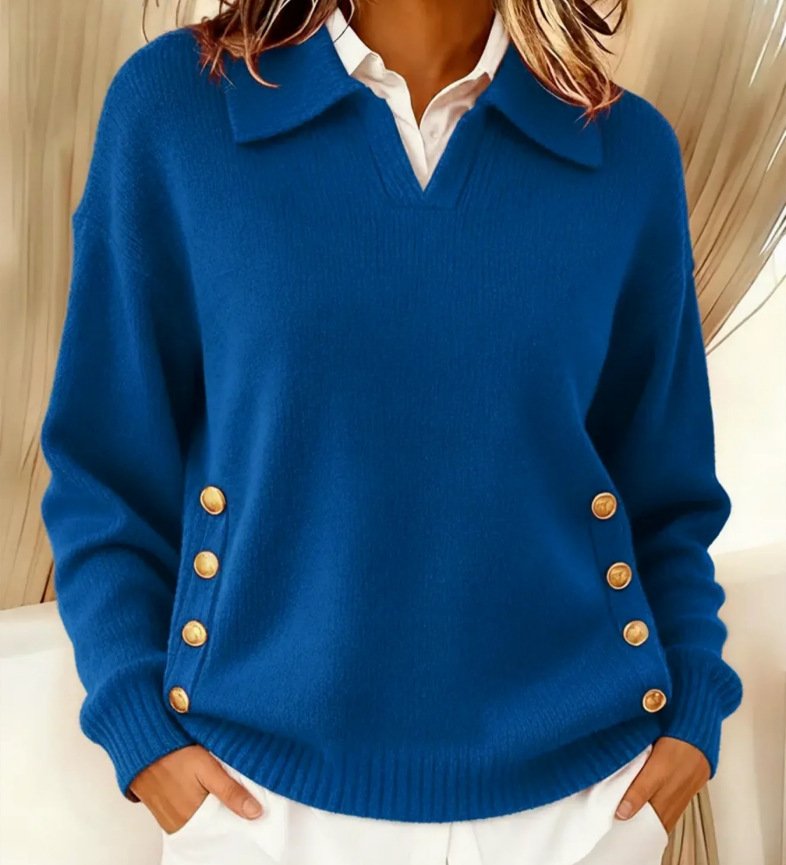Turn-down Collar Sweater Button-down Collar Pullover Women's Long Sleeve Tops - Image 6