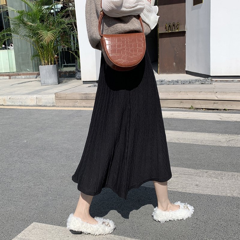 Knitted Skirt Mid Length Winter With Sweater Skirt Autumn Winter Long Skirt Versatile Winter Skirt - Image 2