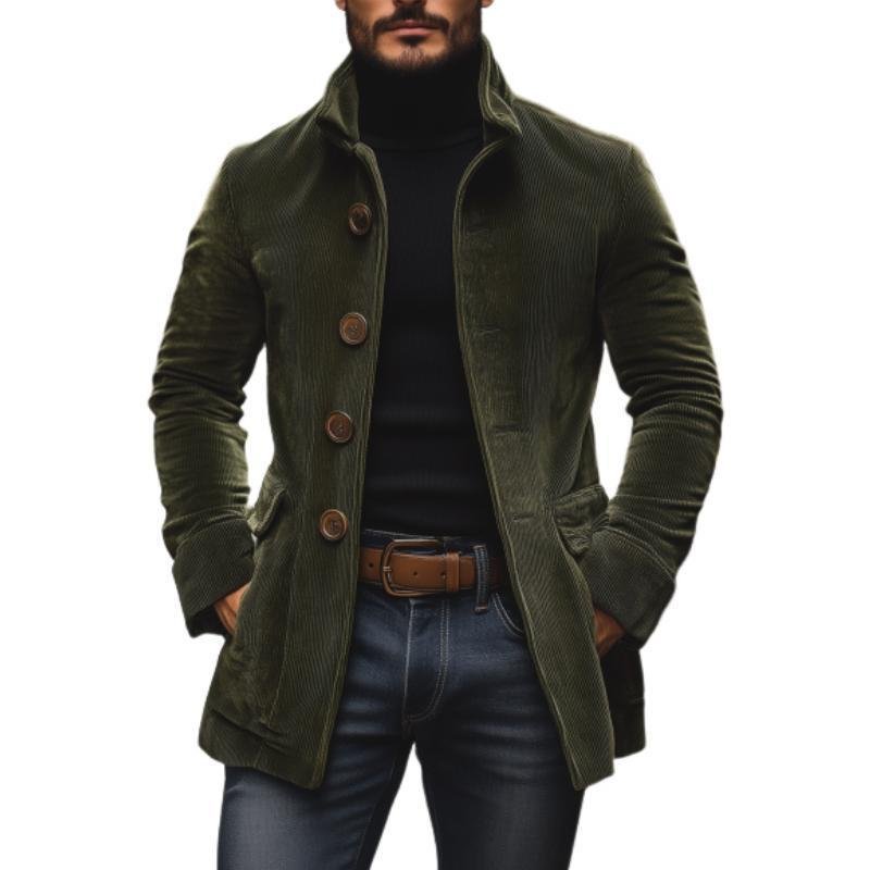 Men's Jacket Winter Stand Collar Button-up Coat Casual Blazer Outerwear Clothing - Image 7