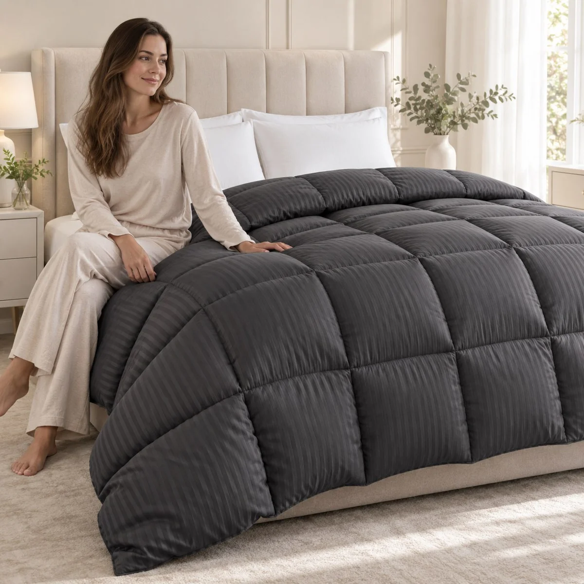 Grey Microfibre Coverless Filled Duvet