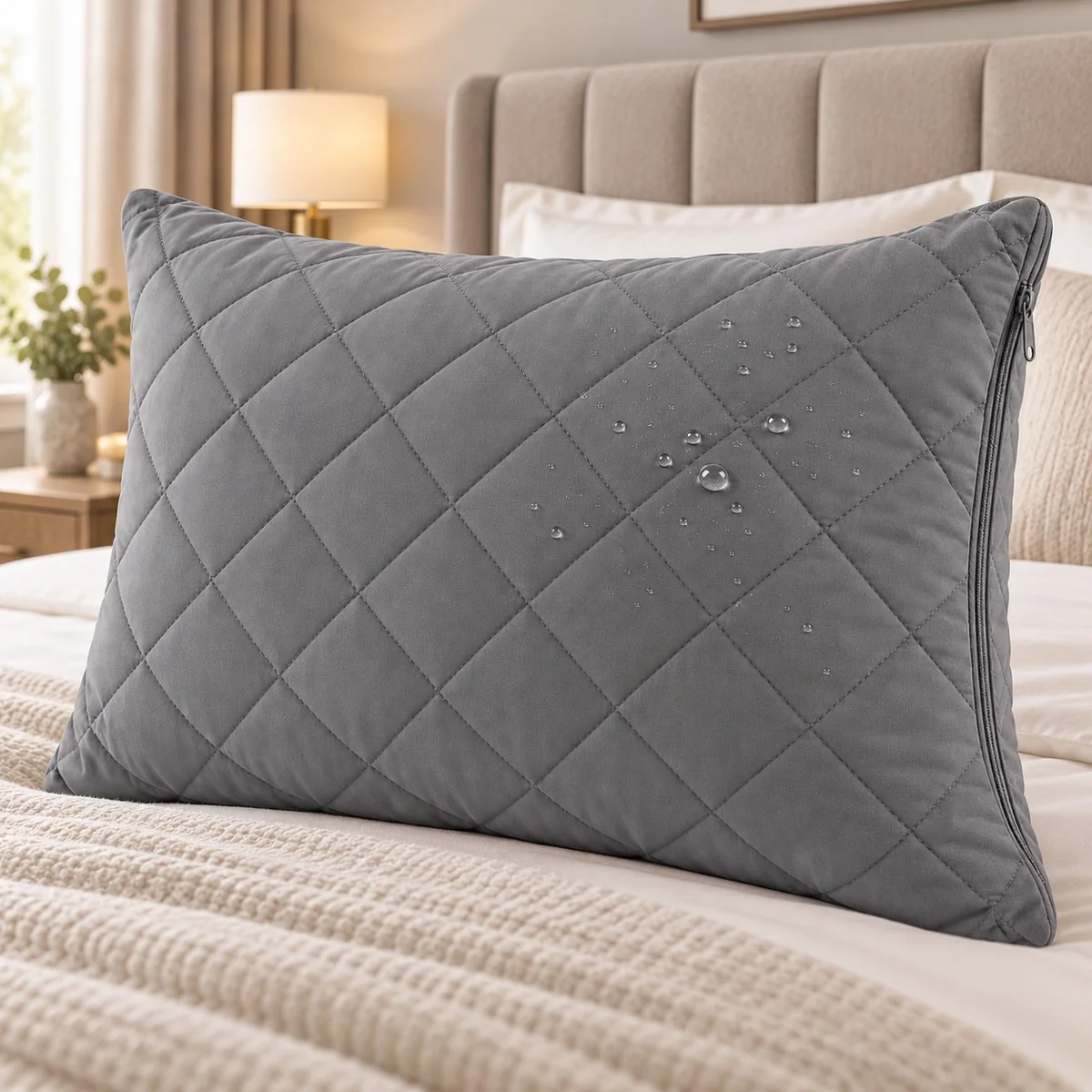 Grey Waterproof Pillow Protectors