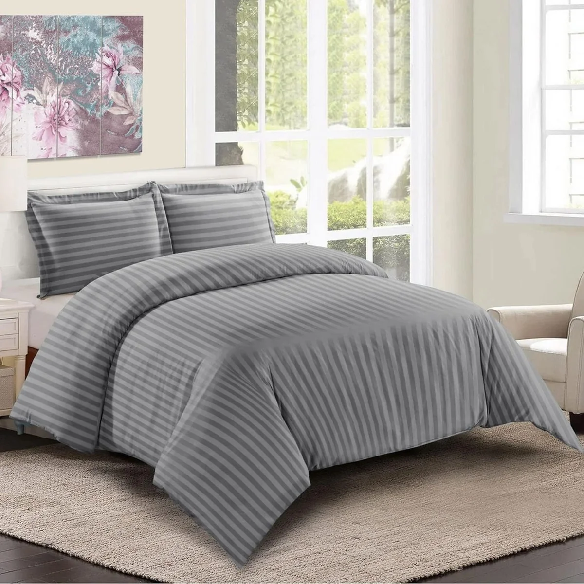 Striped Microfibre Duvet Cover Set